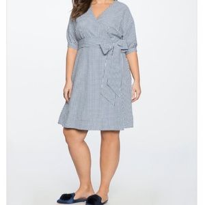 Make Offer Eloquii Gingham Seersucker Wrap Dress
